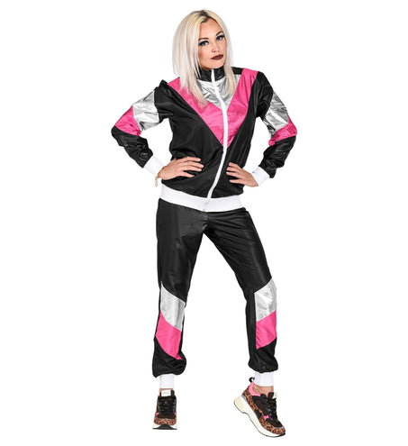 e-carnavalskleding-SYK Trainingspak zwart neon roze zilver