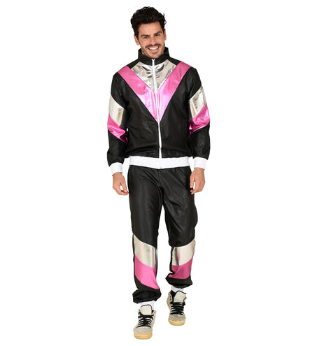 e-carnavalskleding-SYK Trainingspak zwart neon roze zilver