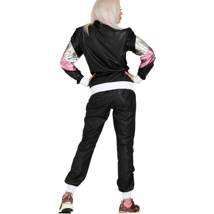 e-carnavalskleding-SYK Trainingspak zwart neon roze zilver