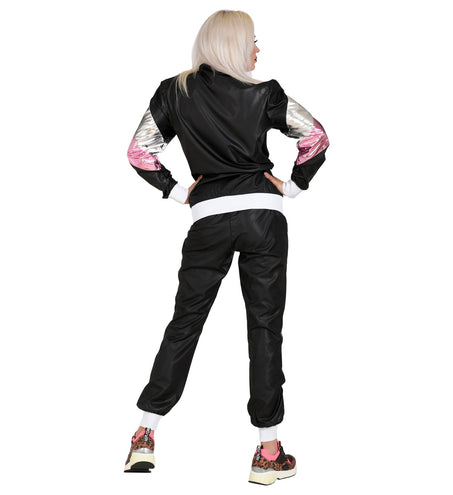 e-carnavalskleding-SYK Trainingspak zwart neon roze zilver