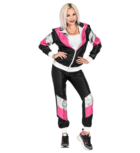 e-carnavalskleding-SYK Trainingspak zwart neon roze zilver