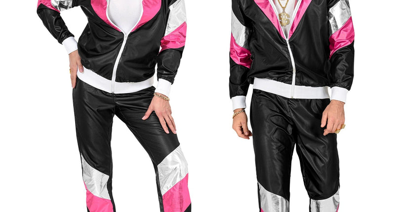 e-carnavalskleding-SYK Trainingspak zwart neon roze zilver