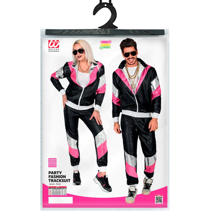e-carnavalskleding-SYK Trainingspak zwart neon roze zilver