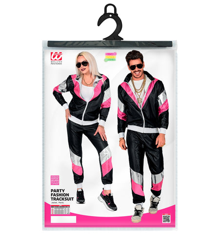 e-carnavalskleding-SYK Trainingspak zwart neon roze zilver