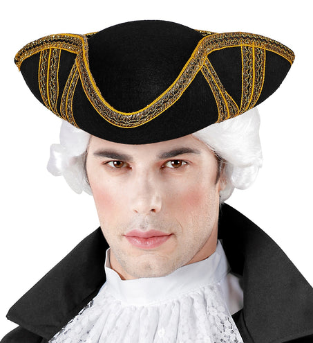 e-carnavalskleding-SYK Tricorn hoed met gouden biesje