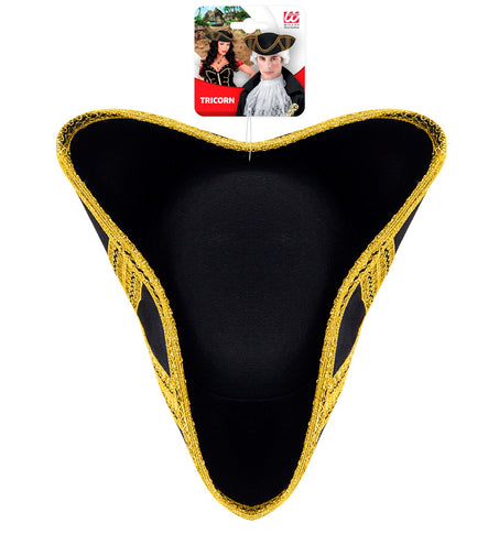e-carnavalskleding-SYK Tricorn hoed met gouden biesje