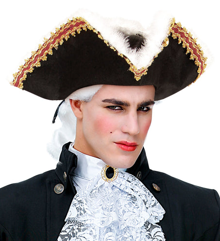 e-carnavalskleding-SYK Tricorn steeks met marabou rand