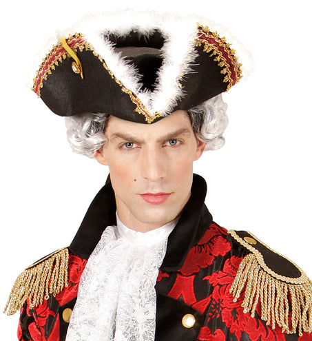 e-carnavalskleding-SYK Tricorn steeks met marabou rand