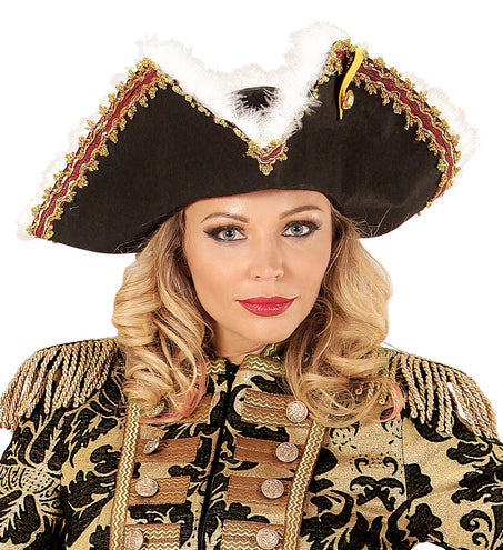 e-carnavalskleding-SYK Tricorn steeks met marabou rand
