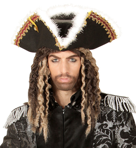 e-carnavalskleding-SYK Tricorn steeks met marabou rand
