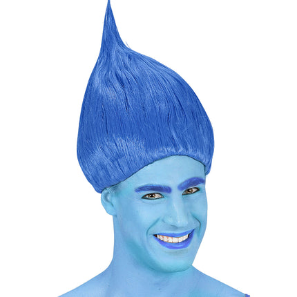 e-carnavalskleding-SYK Trollen pruik blauw
