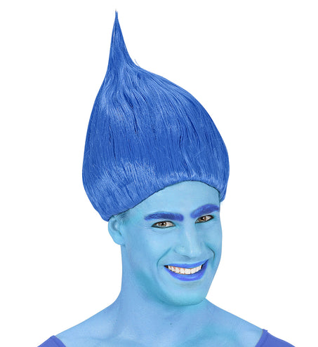 e-carnavalskleding-SYK Trollen pruik blauw