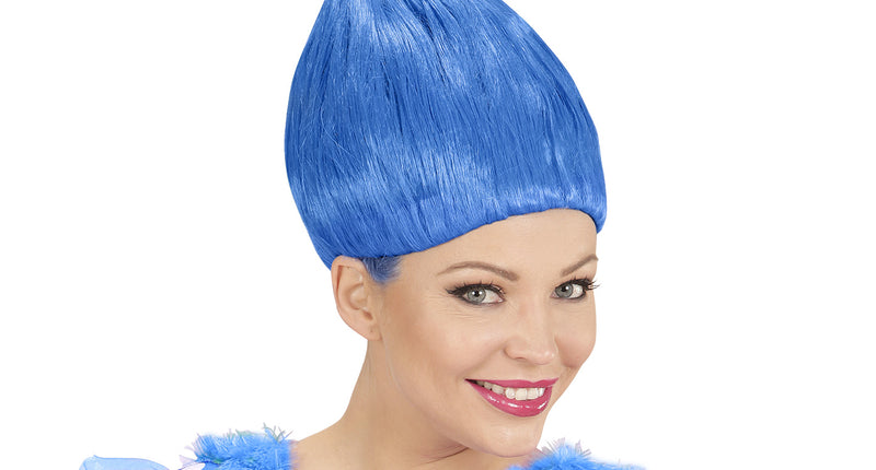 e-carnavalskleding-SYK Trollen pruik blauw