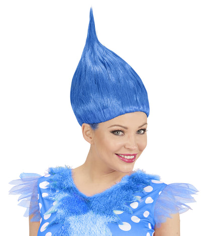 e-carnavalskleding-SYK Trollen pruik blauw