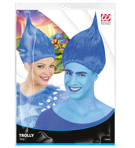 e-carnavalskleding-SYK Trollen pruik blauw