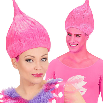 e-carnavalskleding-SYK Trollen pruik roze