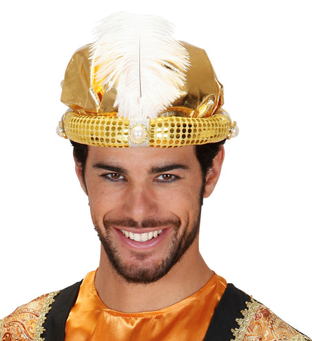 e-carnavalskleding-SYK Tulband sultan in goud met nep parels