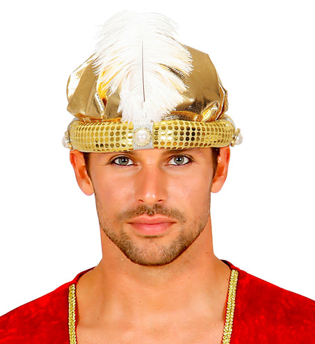 e-carnavalskleding-SYK Tulband sultan in goud met nep parels