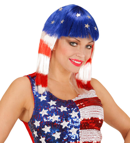 e-carnavalskleding-SYK USA pruik Amerika stars