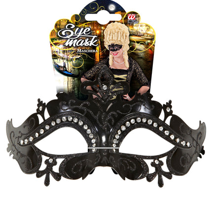 e-carnavalskleding-SYK Venetiaans oogmasker Vera zwart