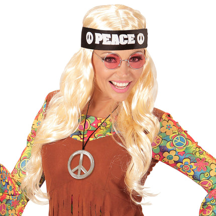 e-carnavalskleding-SYK Verkleedset Hippie peace met bril ketting en haarband