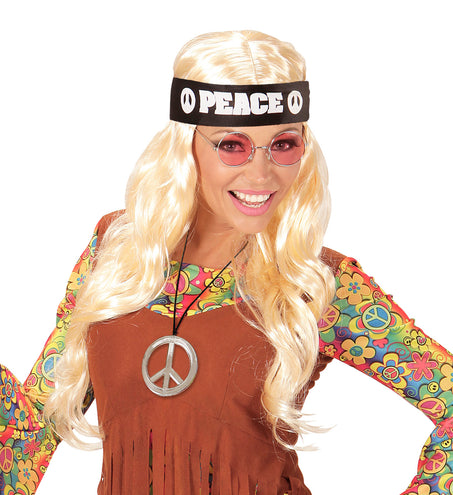 e-carnavalskleding-SYK Verkleedset Hippie peace met bril ketting en haarband