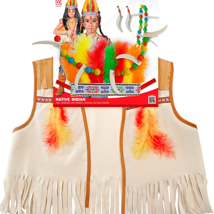 e-carnavalskleding-SYK Verkleedset indiaan vest verentooi en ketting