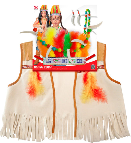 e-carnavalskleding-SYK Verkleedset indiaan vest verentooi en ketting
