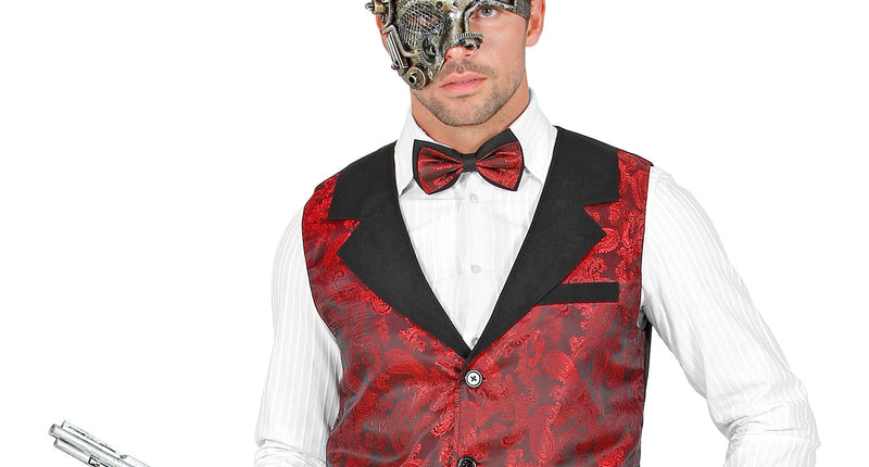 e-carnavalskleding-SYK Vest rood vintage steampunk