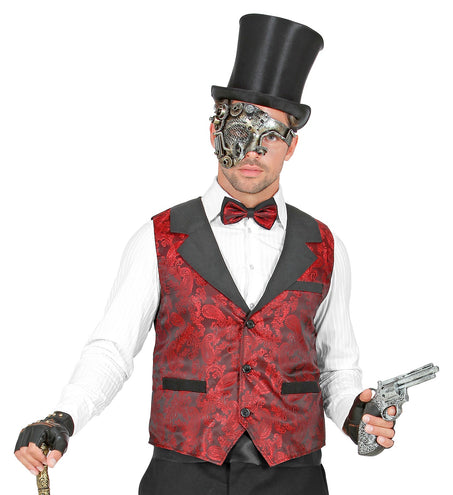 e-carnavalskleding-SYK Vest rood vintage steampunk