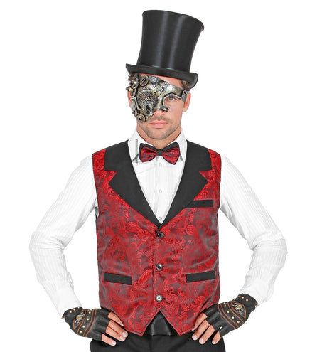e-carnavalskleding-SYK Vest rood vintage steampunk