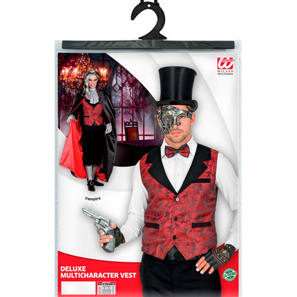e-carnavalskleding-SYK Vest rood vintage steampunk