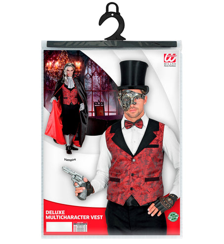 e-carnavalskleding-SYK Vest rood vintage steampunk