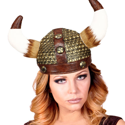 e-carnavalskleding-SYK Viking helm met hoorns van vacht
