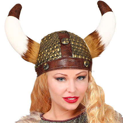 e-carnavalskleding-SYK Viking helm met hoorns van vacht