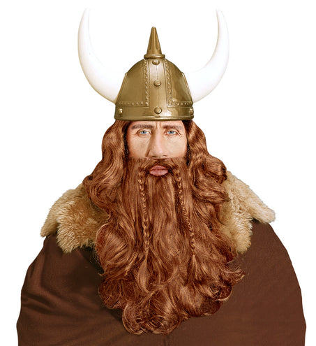 e-carnavalskleding-SYK Viking pruik met baard en snor blond