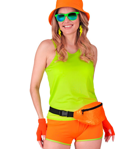 e-carnavalskleding-SYK Vingerloze handschoenen neon oranje