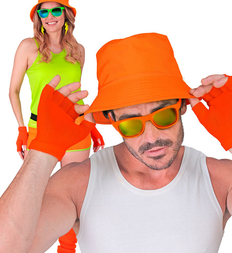 e-carnavalskleding-SYK Vingerloze handschoenen neon oranje