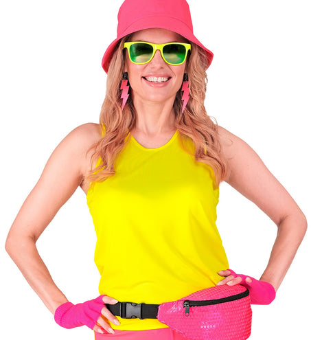 e-carnavalskleding-SYK Vingerloze handschoenen neon roze