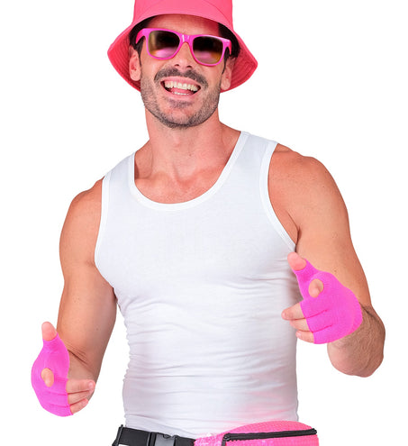 e-carnavalskleding-SYK Vingerloze handschoenen neon roze