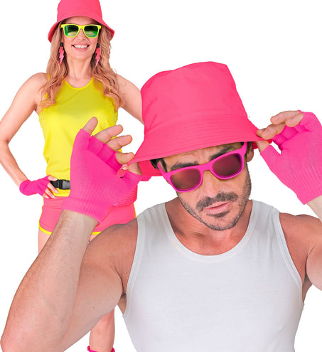 e-carnavalskleding-SYK Vingerloze handschoenen neon roze