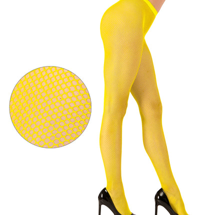 e-carnavalskleding-SYK Visnet panty neon geel