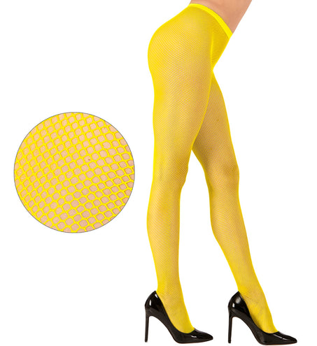 e-carnavalskleding-SYK Visnet panty neon geel