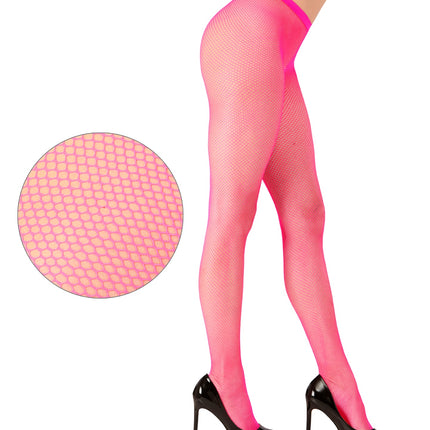 e-carnavalskleding-SYK Visnet panty neon roze