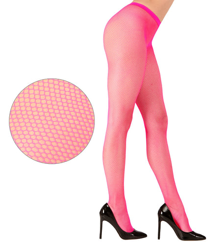 e-carnavalskleding-SYK Visnet panty neon roze