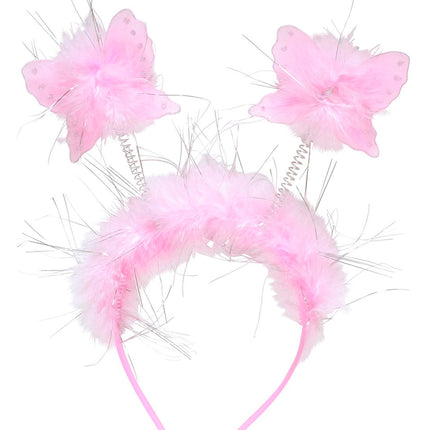 e-carnavalskleding-SYK Vlinder diadeem roze