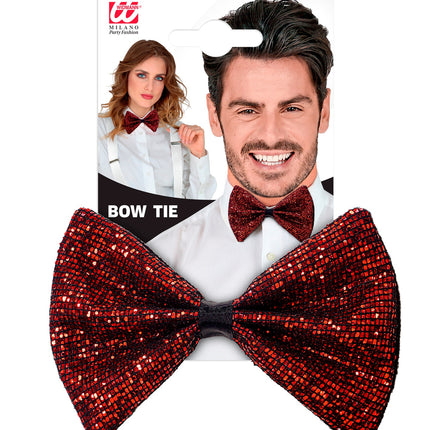 e-carnavalskleding-SYK Vlinderdas glitter Sheldon rood