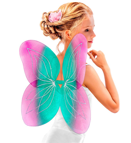 e-carnavalskleding-SYK Vlindervleugels glitter roze/groen kinderen