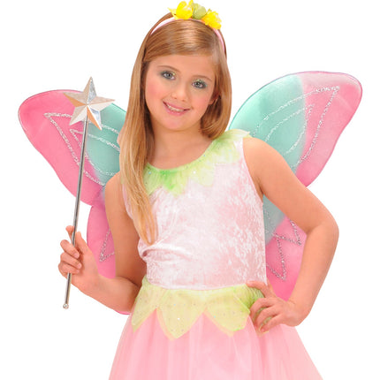 e-carnavalskleding-SYK Vlindervleugels glitter roze/groen kinderen