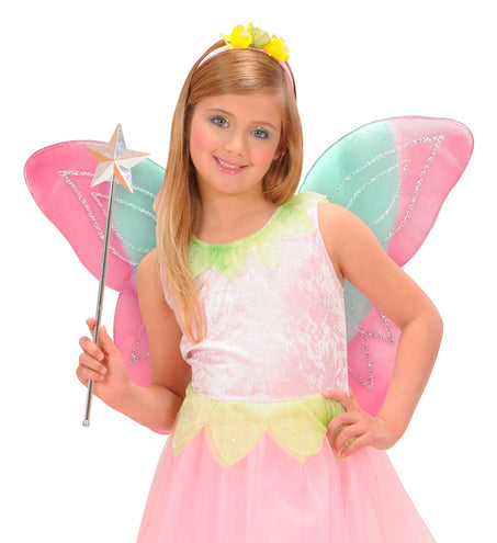 e-carnavalskleding-SYK Vlindervleugels glitter roze/groen kinderen